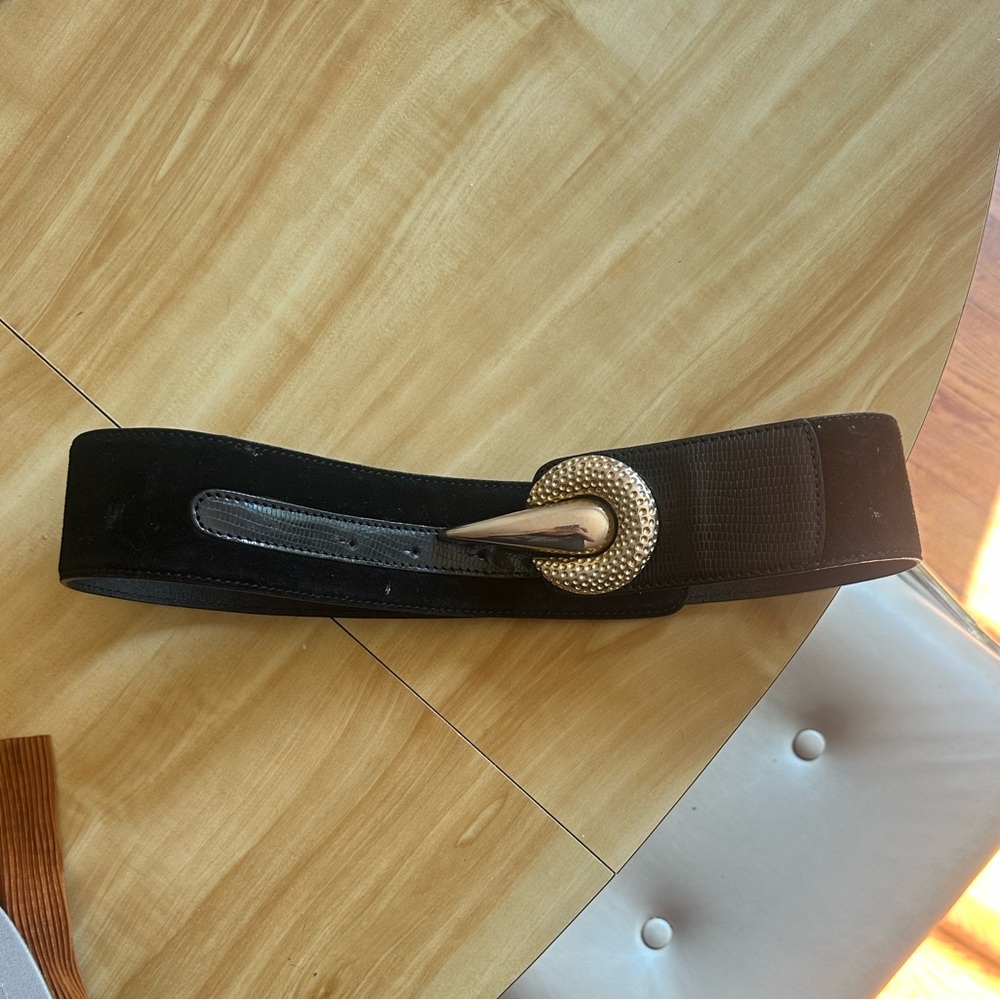 Vintage Vera Pelle Italian Black Suede Belt by Luigi Lanatta